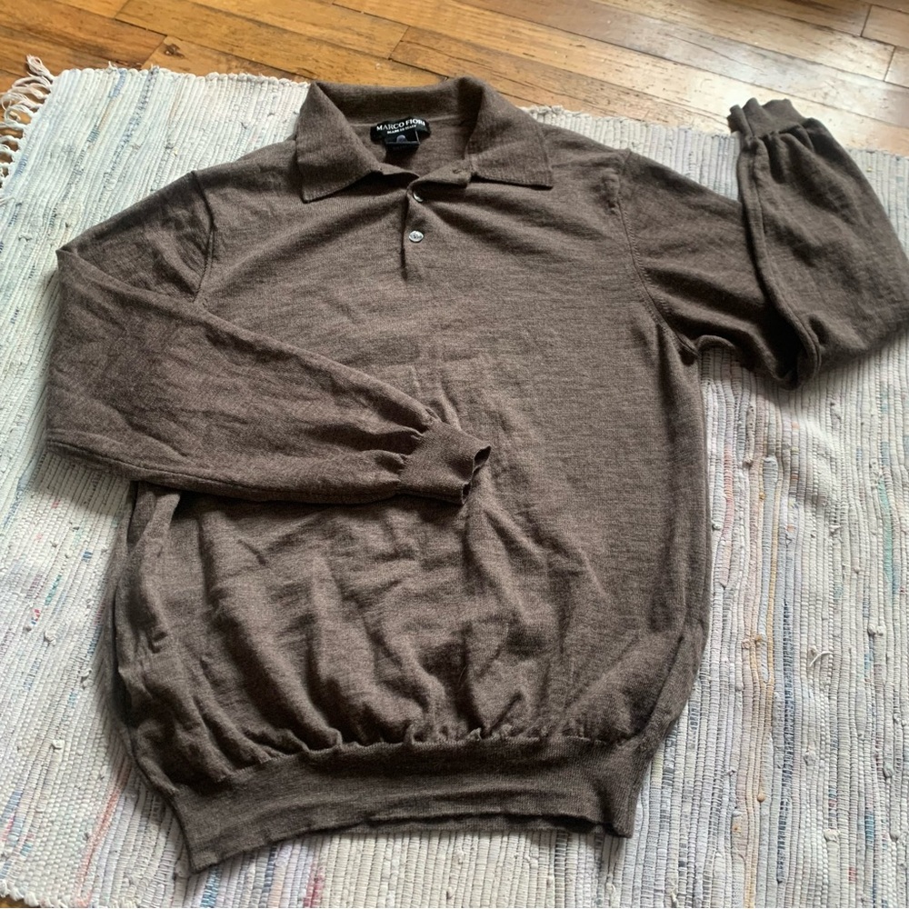 Marco Fiori merino brown polo collared